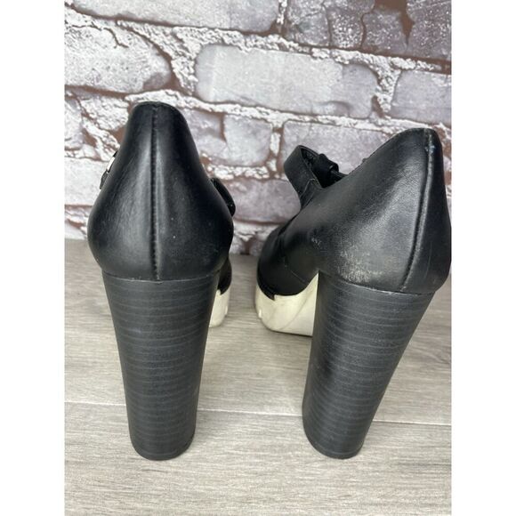 CUPLE Black Leather Platform Mary Jane Strap White Heels Women Sz 36EU/6M US - Picture 8 of 16